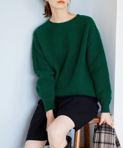 Harley of Scotland(ハーレーオブスコットランド)の「【HARLEY/ ハーレー】CREW NECK SWEATER:クルーネックセーター(ニット/セーター・レディース・サックスブルー/グリーン/パープル/オレンジ・FREE)」の22枚目の写真