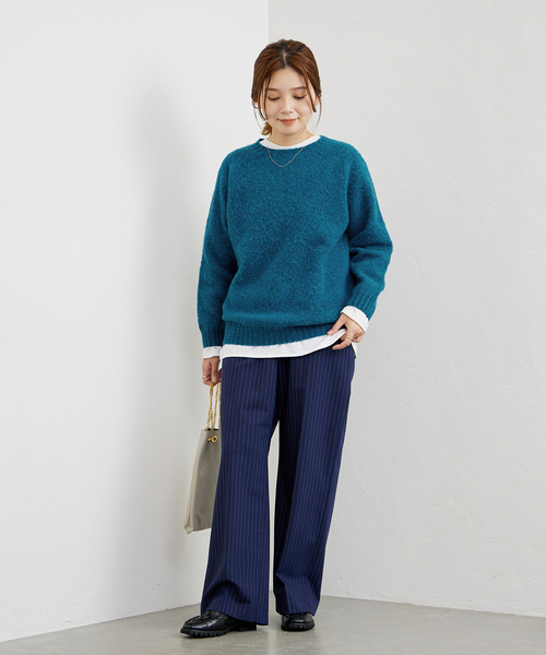 Harley of Scotland(ハーレーオブスコットランド)の「【HARLEY/ ハーレー】CREW NECK SWEATER:クルーネックセーター(ニット/セーター・レディース・サックスブルー/グリーン/パープル/オレンジ・FREE)」の5枚目の写真