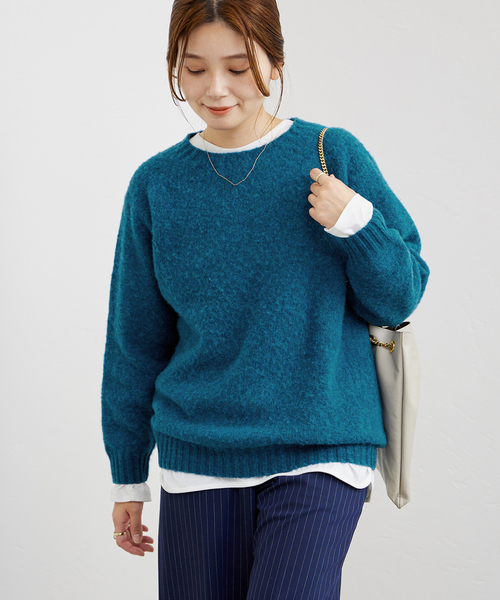 Harley of Scotland(ハーレーオブスコットランド)の「【HARLEY/ ハーレー】CREW NECK SWEATER:クルーネックセーター(ニット/セーター・レディース・サックスブルー/グリーン/パープル/オレンジ・FREE)」の16枚目の写真