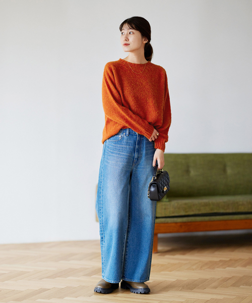 Harley of Scotland(ハーレーオブスコットランド)の「【HARLEY/ ハーレー】CREW NECK SWEATER:クルーネックセーター(ニット/セーター・レディース・サックスブルー/グリーン/パープル/オレンジ・FREE)」の6枚目の写真