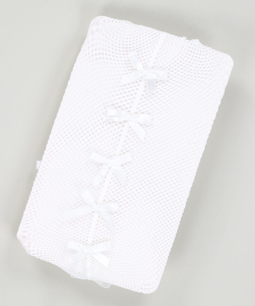 SPINNS（スピンズ）の「リボンラインデザイン網タイツ（タイツ/ストッキング・レディース・ブラック/ホワイト・ONESIZE）」の6枚目の写真