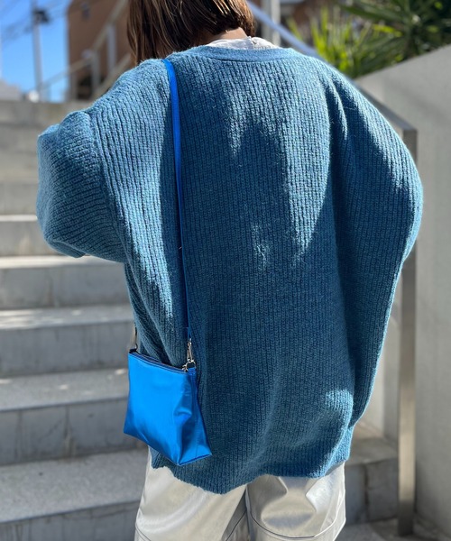 mi via loca（ミヴィアロカ）の「ミックスニットVネックビッグカーディガン（カーディガン/ボレロ・レディース・ブルー/オレンジ/ブラウン・FREE）」の19枚目の写真