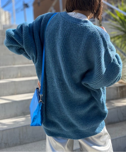 mi via loca（ミヴィアロカ）の「ミックスニットVネックビッグカーディガン（カーディガン/ボレロ・レディース・ブルー/オレンジ/ブラウン・FREE）」の15枚目の写真