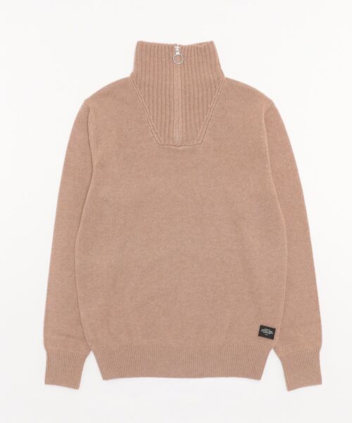 SCOTCH&SODA(スコッチアンドソーダ)の「ウールブレンド ハーフジップ プルオーバー【162396】(ニット/セーター・メンズ・ベージュ・MEDIUM/LARGE/SMALL)」の1枚目の写真