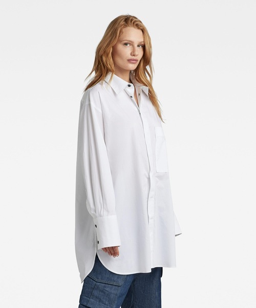 G-STAR（ジースター）の「OVERSIZED BF SHIRT/オーバーサイズ/ロングシャツ（シャツ/ブラウス・レディース・ホワイト・SMALL/X-SMALL/MEDIUM）」の2枚目の写真