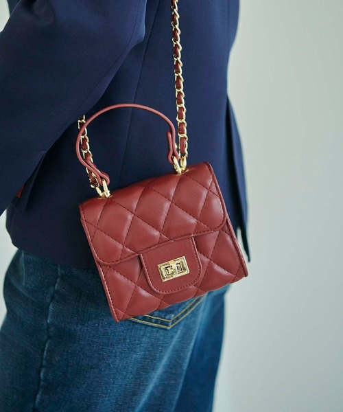 Edit Sheen（エディットシーン）の「ミニキルトチェーンショルダーバッグ（ショルダーバッグ・レディース・ブラック/ボルドー/イエロー/レッド/ピンク/オフホワイト・FREE）」の19枚目の写真