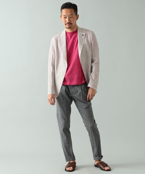 GIANNETTO（ジャンネット）の「GIANNETTO × Brilla per il gusto / 別注 リネン ストライプ ジャケット（テーラードジャケット・メンズ・ベージュ・48）」の3枚目の写真