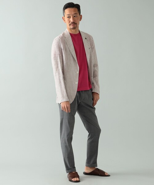 GIANNETTO（ジャンネット）の「GIANNETTO × Brilla per il gusto / 別注 リネン ストライプ ジャケット（テーラードジャケット・メンズ・ベージュ・48）」の4枚目の写真