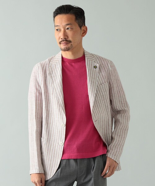 GIANNETTO（ジャンネット）の「GIANNETTO × Brilla per il gusto / 別注 リネン ストライプ ジャケット（テーラードジャケット・メンズ・ベージュ・48）」の5枚目の写真