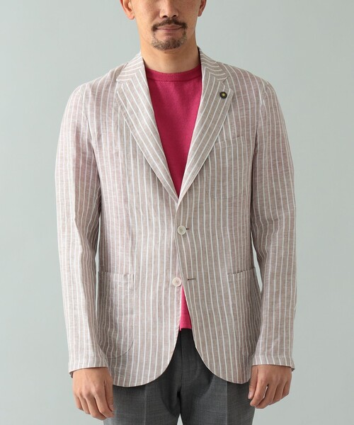 GIANNETTO（ジャンネット）の「GIANNETTO × Brilla per il gusto / 別注 リネン ストライプ ジャケット（テーラードジャケット・メンズ・ベージュ・48）」の6枚目の写真