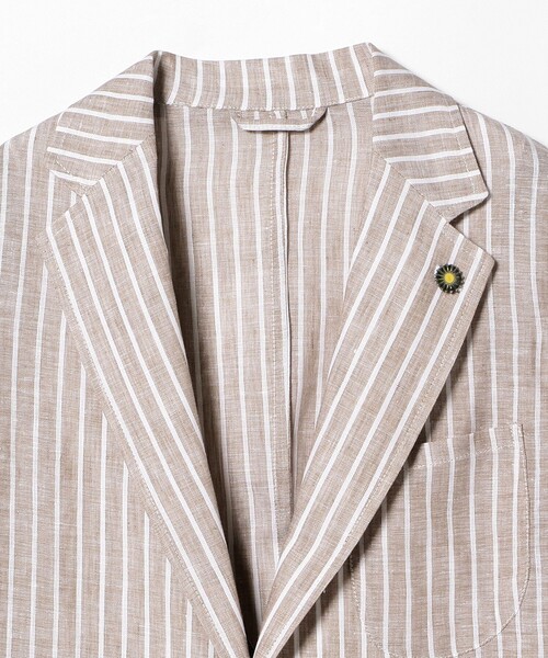 GIANNETTO（ジャンネット）の「GIANNETTO × Brilla per il gusto / 別注 リネン ストライプ ジャケット（テーラードジャケット・メンズ・ベージュ・48）」の10枚目の写真