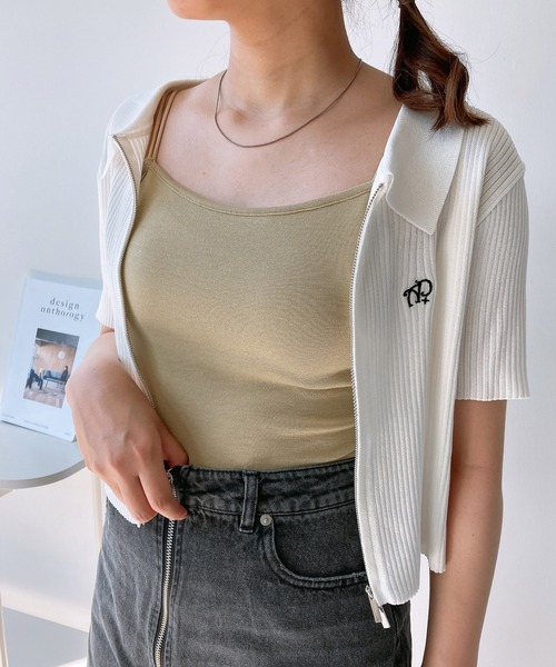 AS KNOW AS plus（アズノゥアズプラス）の「○カップ付きフライスキャミソール（キャミソール・レディース・ライトブラウン/ライトグリーン/キナリ/ブラック/ブルー/テラコッタ/グレイッシュベージュ/チャコールグレー/レッド/ブルー系/イエロー系/イエロー/ベージュ・FREE）」の12枚目の写真