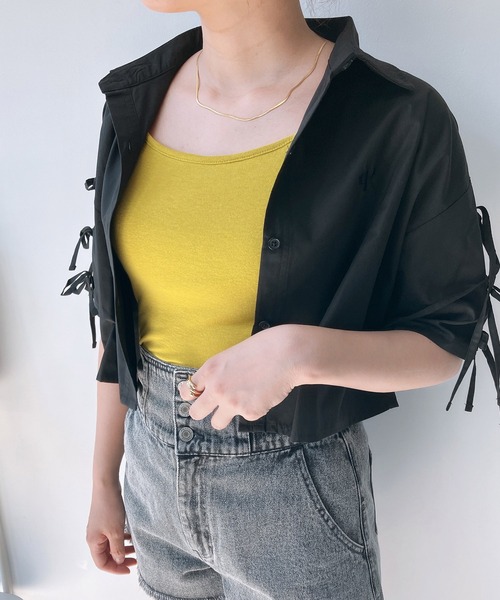 AS KNOW AS plus（アズノゥアズプラス）の「○カップ付きフライスキャミソール（キャミソール・レディース・ライトブラウン/ライトグリーン/キナリ/ブラック/ブルー/テラコッタ/グレイッシュベージュ/チャコールグレー/レッド/ブルー系/イエロー系/イエロー/ベージュ・FREE）」の11枚目の写真