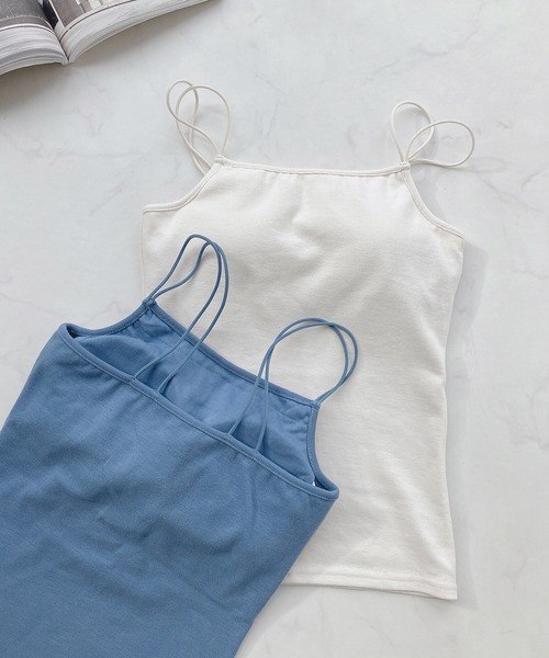 AS KNOW AS plus（アズノゥアズプラス）の「○カップ付きフライスキャミソール（キャミソール・レディース・ライトブラウン/ライトグリーン/キナリ/ブラック/ブルー/テラコッタ/グレイッシュベージュ/チャコールグレー/レッド/ブルー系/イエロー系/イエロー/ベージュ・FREE）」の9枚目の写真