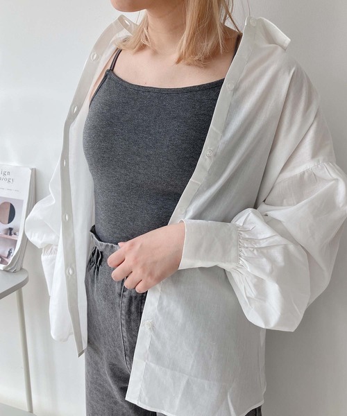 AS KNOW AS plus（アズノゥアズプラス）の「○カップ付きフライスキャミソール（キャミソール・レディース・ライトブラウン/ライトグリーン/キナリ/ブラック/ブルー/テラコッタ/グレイッシュベージュ/チャコールグレー/レッド/ブルー系/イエロー系/イエロー/ベージュ・FREE）」の14枚目の写真