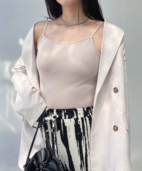 AS KNOW AS plus（アズノゥアズプラス）の「○カップ付きフライスキャミソール（キャミソール・レディース・ライトブラウン/ライトグリーン/キナリ/ブラック/ブルー/テラコッタ/グレイッシュベージュ/チャコールグレー/レッド/ブルー系/イエロー系/イエロー/ベージュ・FREE）」の19枚目の写真