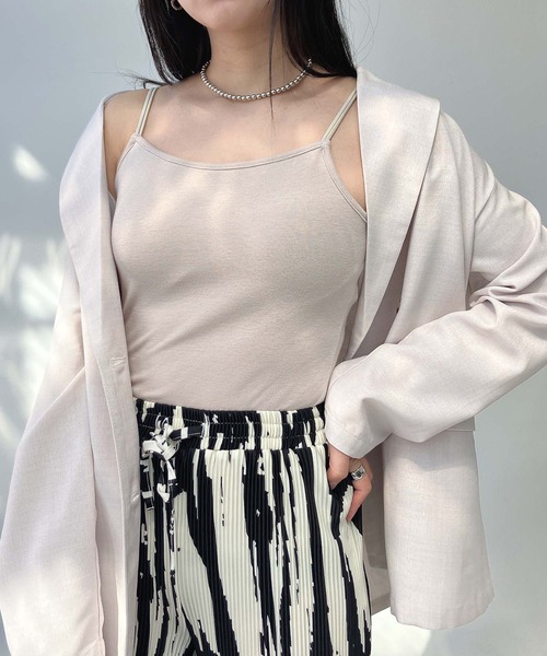 AS KNOW AS plus（アズノゥアズプラス）の「○カップ付きフライスキャミソール（キャミソール・レディース・ライトブラウン/ライトグリーン/キナリ/ブラック/ブルー/テラコッタ/グレイッシュベージュ/チャコールグレー/レッド/ブルー系/イエロー系/イエロー/ベージュ・FREE）」の20枚目の写真