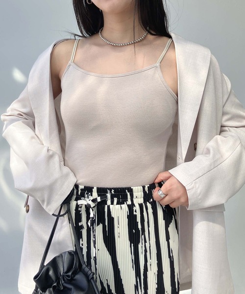 AS KNOW AS plus（アズノゥアズプラス）の「○カップ付きフライスキャミソール（キャミソール・レディース・ライトブラウン/ライトグリーン/キナリ/ブラック/ブルー/テラコッタ/グレイッシュベージュ/チャコールグレー/レッド/ブルー系/イエロー系/イエロー/ベージュ・FREE）」の22枚目の写真