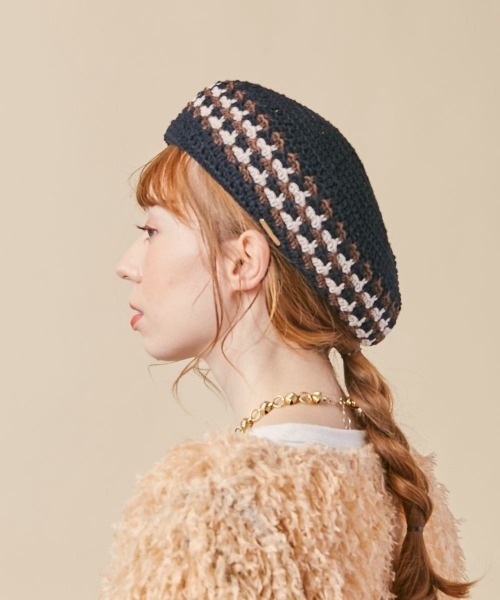 kaorinomori(カオリノモリ)の「kaorinomori ハレベレー(ハンチング/ベレー帽・レディース・ブラック/ベージュ・M/57.5cm)」の5枚目の写真