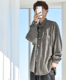ポリ総柄プリント(A柄) ドロップショルダー LSシャツ レディース メンズ