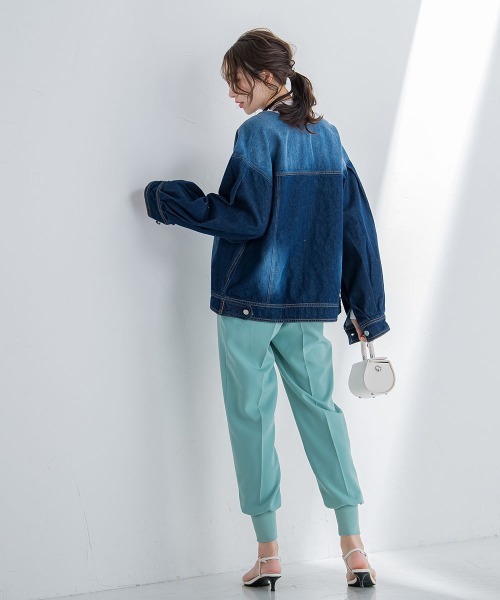 VICKY(ビッキー)の「【鮮やかなブルーが春の装いにぴったり】ノーカラーフリンジデニムジャケット《手洗い可能》(その他アウター・レディース・ネイビー/ブルー・M)」の10枚目の写真