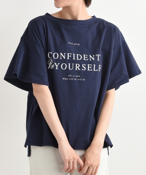 INTERPLANET(インタープラネット)の「フレアースリーブロゴTシャツ(Tシャツ/カットソー・レディース・オフホワイト/グレイッシュブルー/ブラック・FREE)」の22枚目の写真