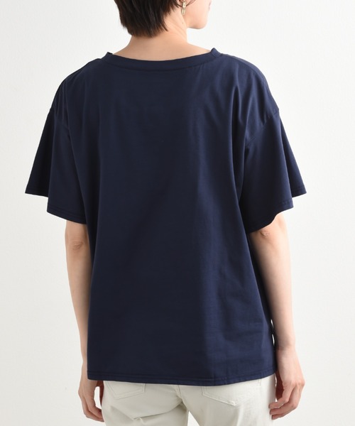 INTERPLANET(インタープラネット)の「フレアースリーブロゴTシャツ(Tシャツ/カットソー・レディース・オフホワイト/グレイッシュブルー/ブラック・FREE)」の19枚目の写真