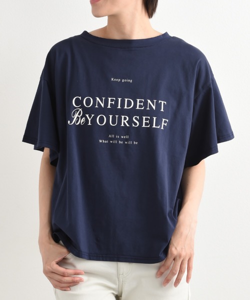 INTERPLANET(インタープラネット)の「フレアースリーブロゴTシャツ(Tシャツ/カットソー・レディース・オフホワイト/グレイッシュブルー/ブラック・FREE)」の21枚目の写真