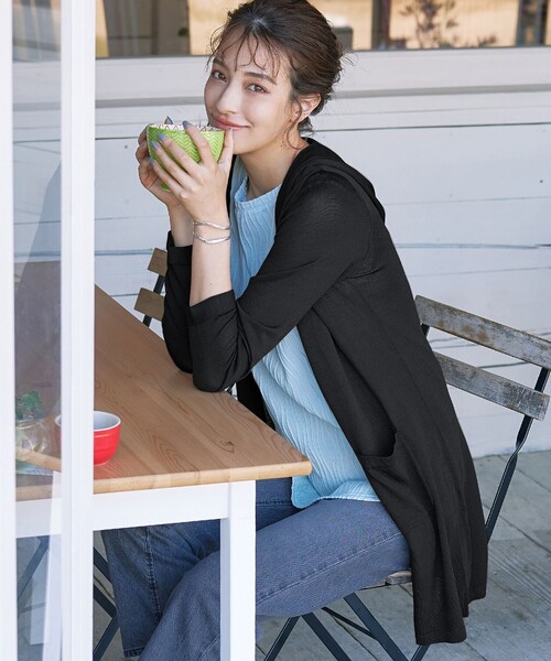 セール】【洗える新色追加・洗える】サマーニットフードロング