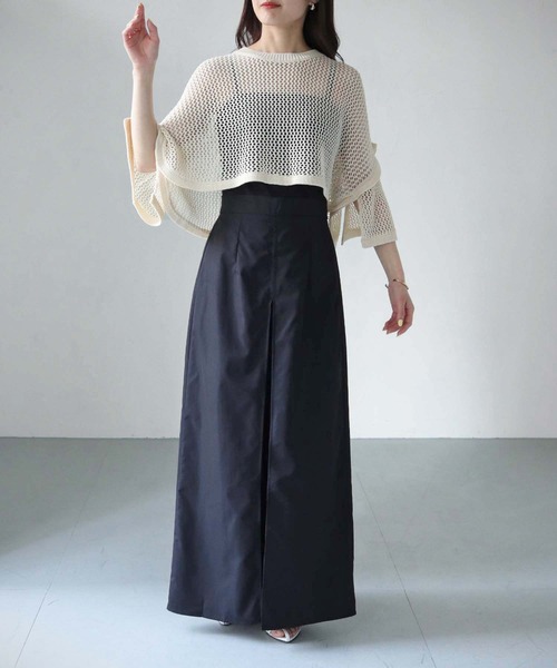 cheriella(シェリエラ)の「【cheriella】WEB限定ショート丈スリット透かし編みメッシュニット(ニット/セーター・レディース・ブルー/アイボリー/カーキ/ブラック・M)」の12枚目の写真