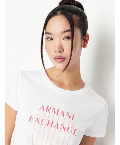 A|X Armani Exchange スパンコールロゴ 半袖Tシャツ ARMANI EXCHANGE(アルマーニエクスチェンジ)の「【A|X