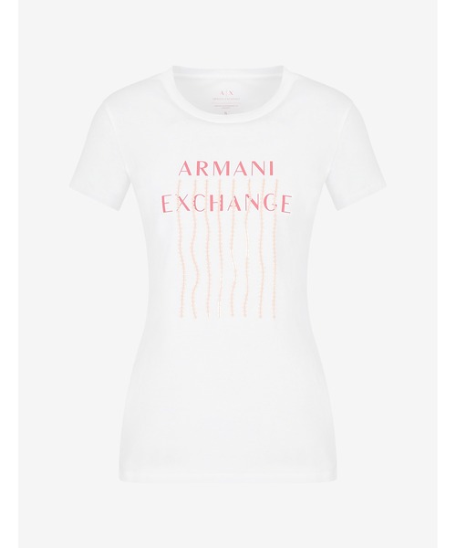 A|X Armani Exchange スパンコールロゴ 半袖Tシャツ ARMANI EXCHANGE(アルマーニエクスチェンジ)の「【A|X