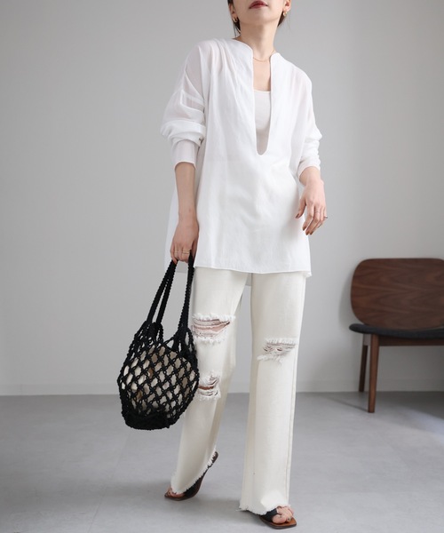 セール】ディープVスキッパーシャツ（シャツ/ブラウス）｜ap retro