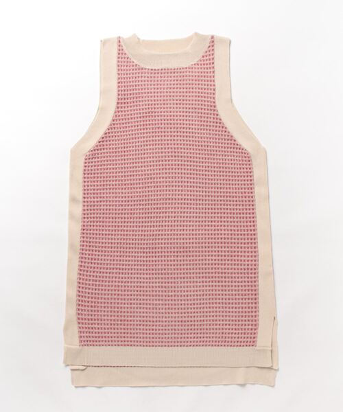 STYLEBLOCK(スタイルブロック)の「プレーティングギンガムニットタンクトップ(ニット/セーター・レディース・レッド/ブラック/ホワイト系その他/モカ・M)」の4枚目の写真