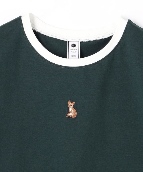 179/WG（イチナナキュウダブルジー）の「キツネ刺繍リンガーTシャツ（Tシャツ/カットソー・レディース・グリーン/オフホワイト/チャコールグレー/ナチュラル/ブルー・FREE）」の12枚目の写真