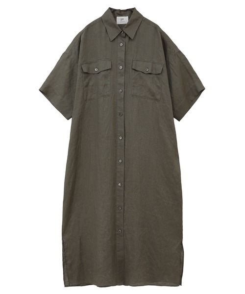 1er Arrondissement（プルミエアロンディスモン）の「ウォッシュリネン シャツワンピース（シャツワンピース・レディース・ブラック/カーキ/サックスブルー・38/36）」の10枚目の写真