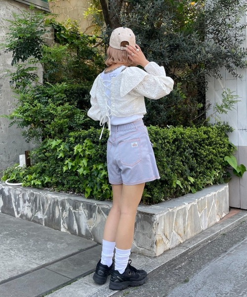 HELLO.SANFRANCISCO（ハローサンフランシスコ）の「【HELLO.SANFRANCISCO/ハローサンフランシスコ】オーバースカート付きショートパンツ（その他パンツ・レディース・パープル/イエロー/オフホワイト・FREE）」の12枚目の写真
