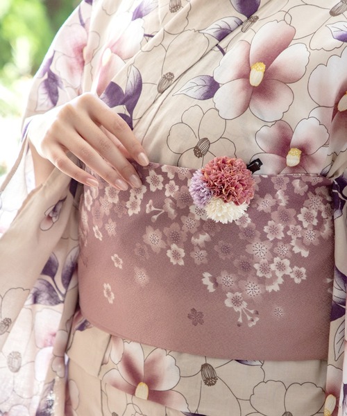 Honeys（ハニーズ）の「浴衣３輪コサージュヘアクリップ（バレッタ/ヘアクリップ・レディース・ピンク/イエロー/パープル・FREE）」の2枚目の写真