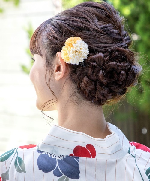 Honeys（ハニーズ）の「浴衣３輪コサージュヘアクリップ（バレッタ/ヘアクリップ・レディース・ピンク/イエロー/パープル・FREE）」の16枚目の写真