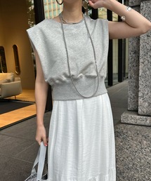 ショート丈スウェット＋ティアードキャミワンピースSET