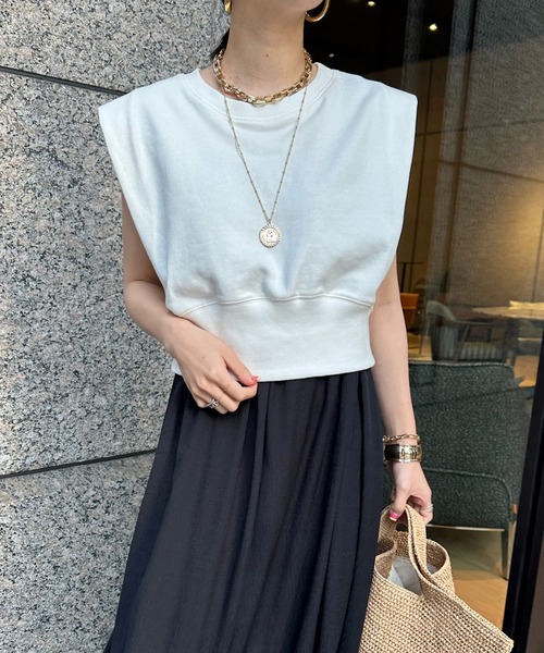 DouDou（ドゥドゥ）の「ショート丈スウェット＋ティアードキャミワンピースSET（ワンピース・レディース・ホワイト/ブラック・FREE）」の7枚目の写真