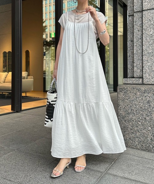 DouDou（ドゥドゥ）の「ショート丈スウェット＋ティアードキャミワンピースSET（ワンピース・レディース・ホワイト/ブラック・FREE）」の20枚目の写真