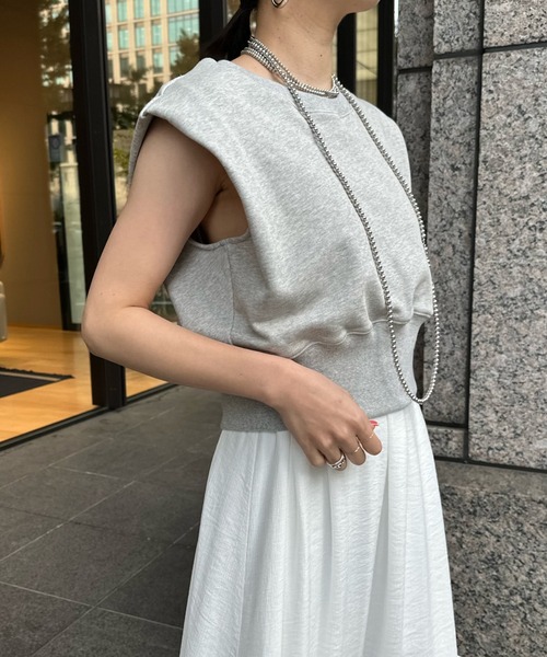 DouDou（ドゥドゥ）の「ショート丈スウェット＋ティアードキャミワンピースSET（ワンピース・レディース・ホワイト/ブラック・FREE）」の19枚目の写真