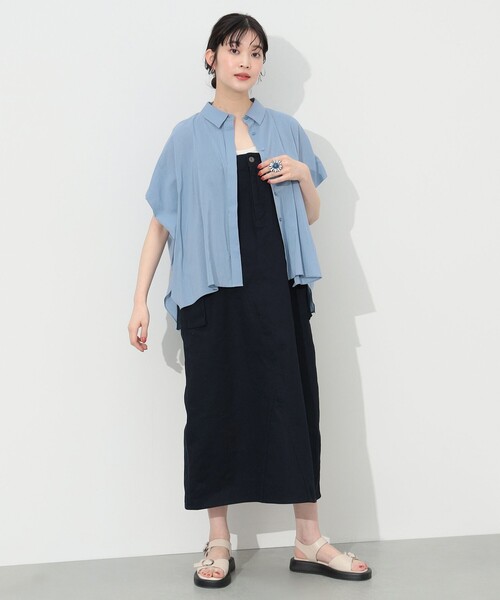 BEAMS HEART（ビームスハート）の「BEAMS HEART / ビッグシルエット ボタンシャツ（シャツ/ブラウス・レディース・ネイビー/イエロー系その他2/オフホワイト/ライトブルー・FREE）」の20枚目の写真