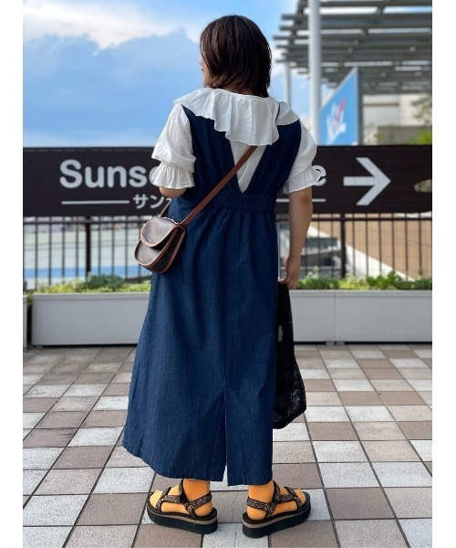 BACK NUMBER(バックナンバー)の「【BACK NUMBER】サスティナブルーワンピース(サロペット/オーバーオール・レディース・ダークインディゴブルー・M/L)」の8枚目の写真