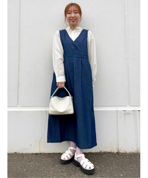 BACK NUMBER(バックナンバー)の「【BACK NUMBER】サスティナブルーワンピース(サロペット/オーバーオール・レディース・ダークインディゴブルー・M/L)」の9枚目の写真