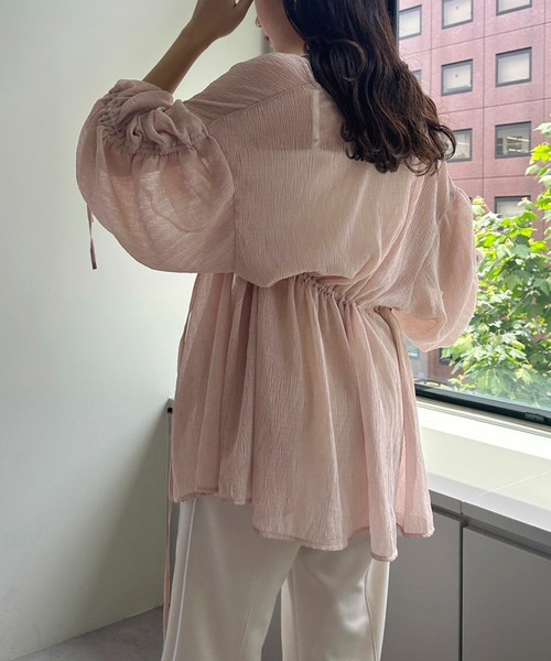 one after another NICE CLAUP（ワンアフターアナザーナイスクラップ）の「袖ドロストシアープリーツブラウス（シャツ/ブラウス・レディース・アイボリー/ブルーグレー/ピンクベージュ/ドット・FREE）」の11枚目の写真