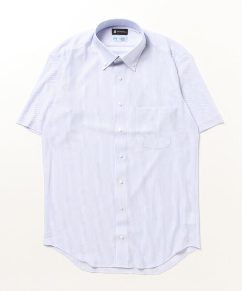 Perfect Suit FActory（パーフェクトスーツファクトリー）の「【完全ノーアイロン】半袖アイシャツ【ECOi-shirt】アイスライブ　サックス（ビジネスシャツ・メンズ・サックスブルー/ネイビー・S/3L/LL/L/M）」の9枚目の写真