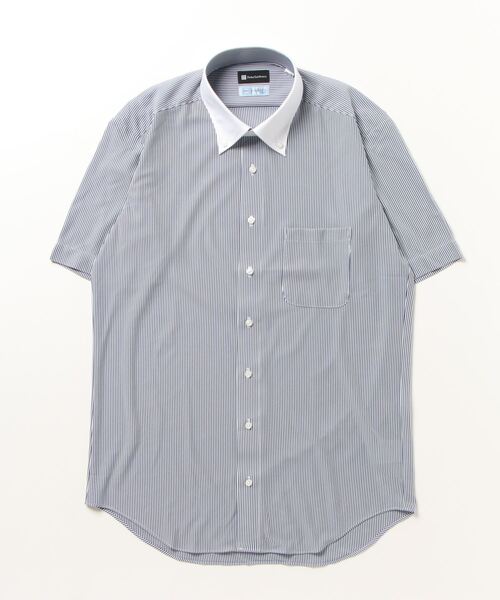 Perfect Suit FActory（パーフェクトスーツファクトリー）の「【完全ノーアイロン】半袖アイシャツ【ECOi-shirt】アイスライブ　サックス（ビジネスシャツ・メンズ・サックスブルー/ネイビー・S/3L/LL/L/M）」の7枚目の写真
