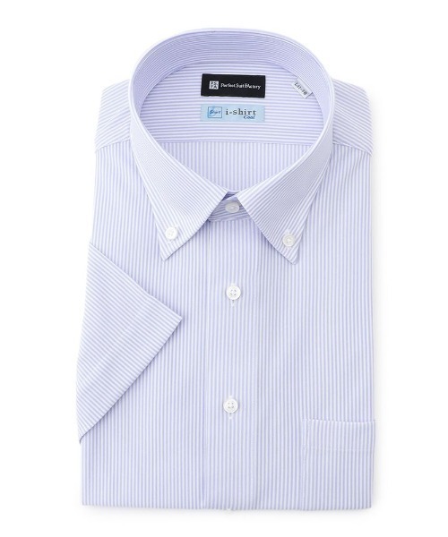Perfect Suit FActory（パーフェクトスーツファクトリー）の「【完全ノーアイロン】半袖アイシャツ【ECOi-shirt】アイスライブ　サックス（ビジネスシャツ・メンズ・サックスブルー/ネイビー・S/3L/LL/L/M）」の6枚目の写真
